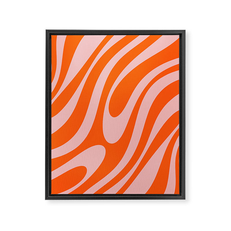 Groovy Abstract Retro Contemporary Wavy Loops Pattern Orange Blush Framed Canvas Print Gallery Image 8
