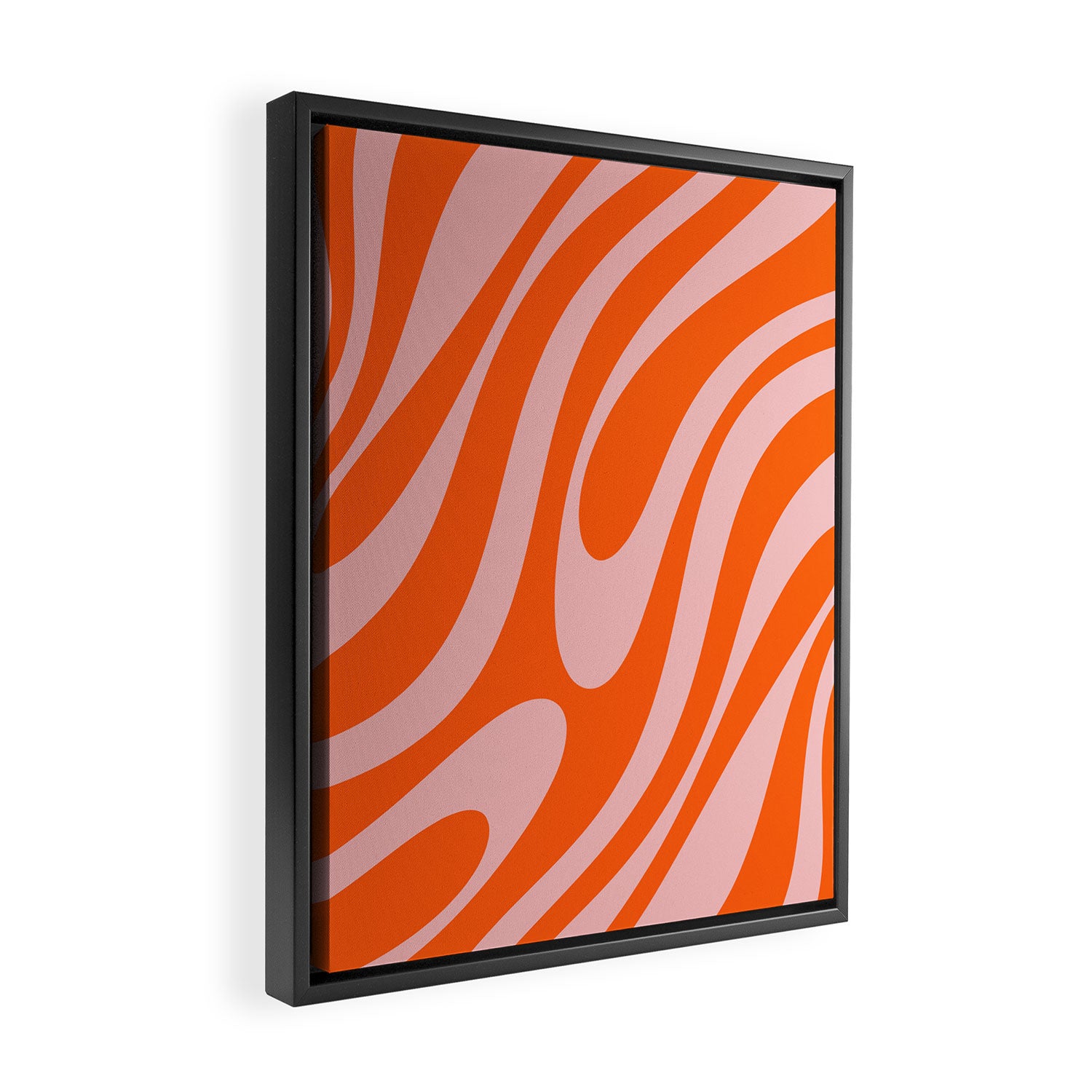 Groovy Abstract Retro Contemporary Wavy Loops Pattern Orange Blush Framed Canvas Print Gallery Image 2