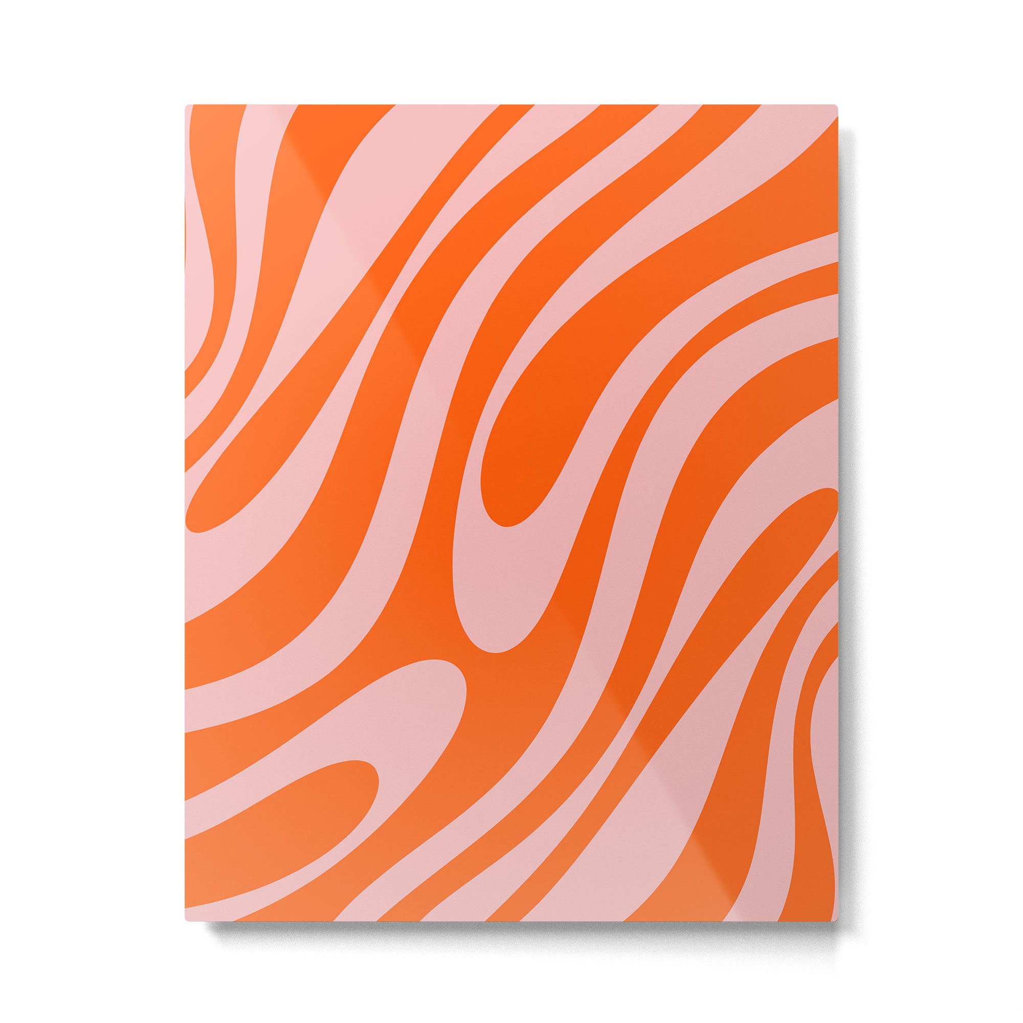 Groovy Abstract Retro Contemporary Wavy Loops Pattern Orange Blush Metal Print Gallery Image 6