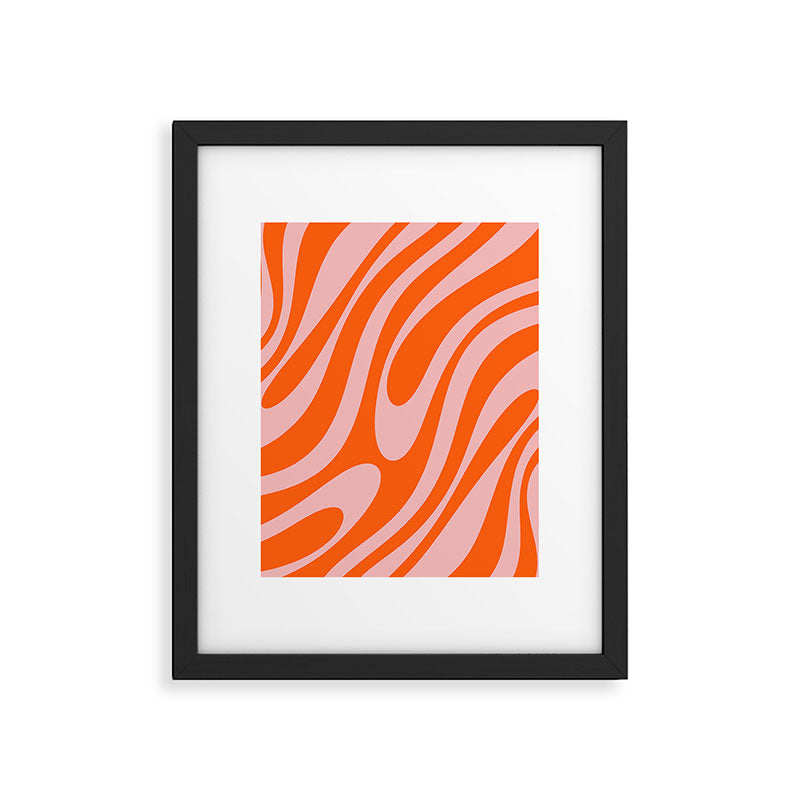 Groovy Abstract Retro Contemporary Wavy Loops Pattern Orange Blush Framed Art Print Gallery Image 6