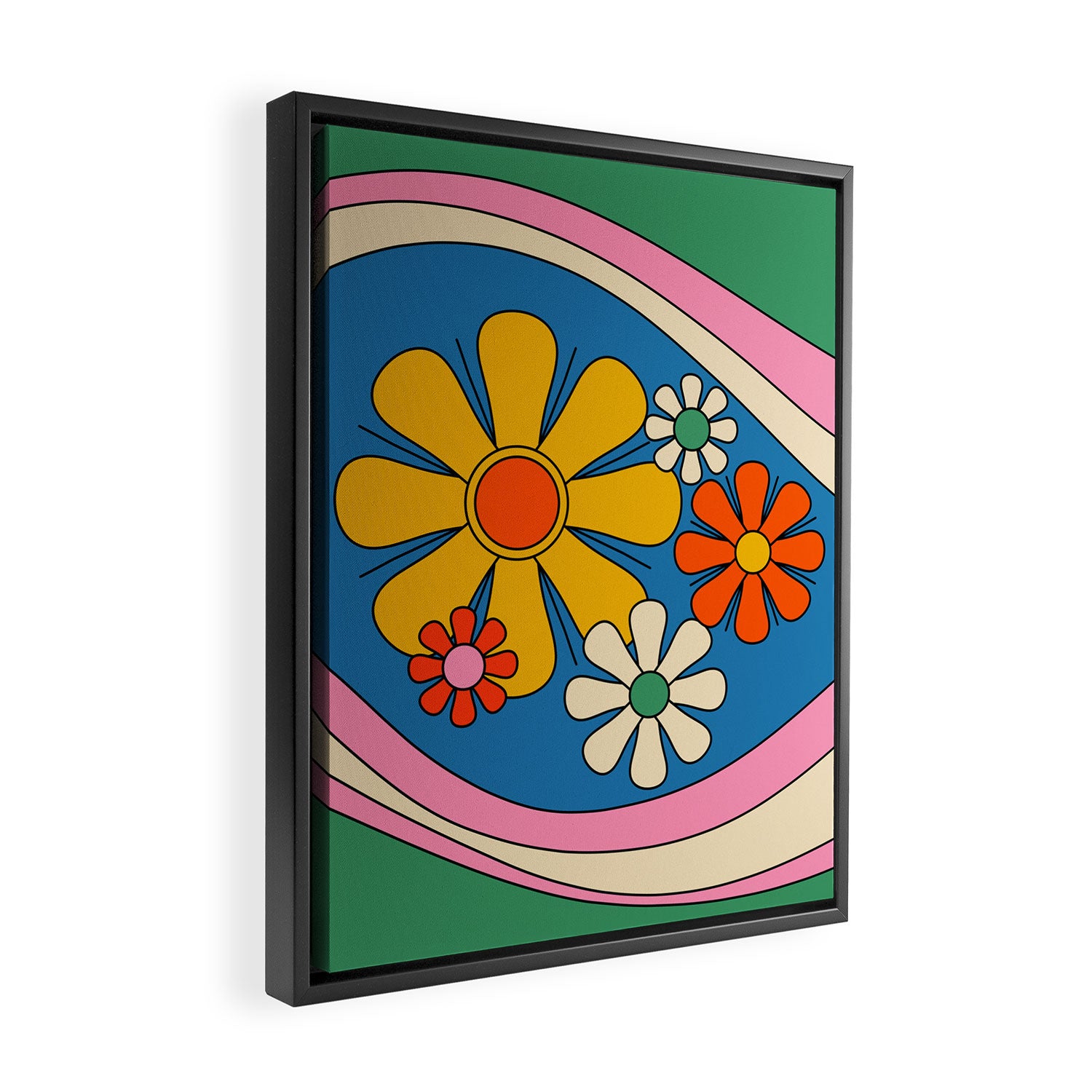 Groovy Colorful Retro Floral Daydream 60s 70s Flower Abstract Framed Canvas Print Gallery Image 2
