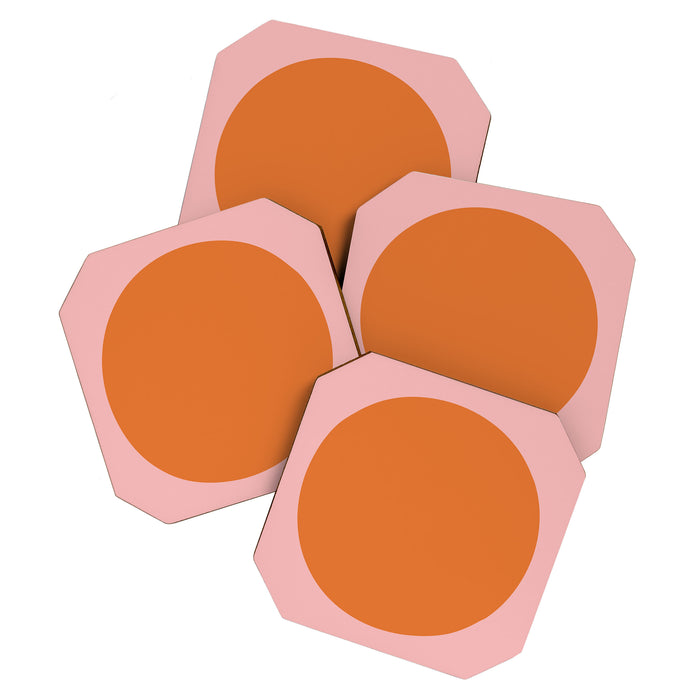 Groovy Dot Pink and Orange Minimalist Coaster Gallery Image 1