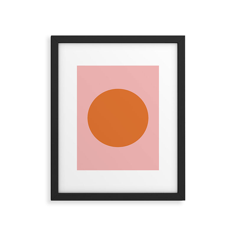 Groovy Dot Pink and Orange Minimalist Framed Art Print Gallery Image 6