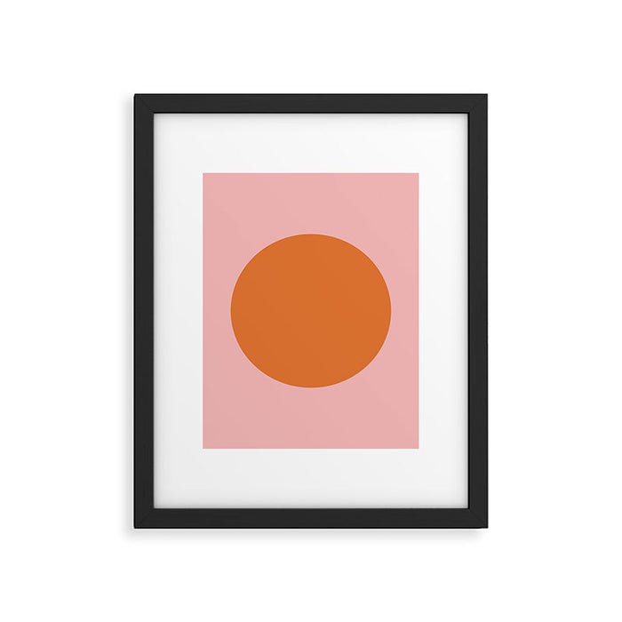 Groovy Dot Pink and Orange Minimalist Framed Art Print Gallery Image 1