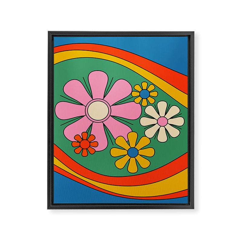 Groovy Floral Daydream Colorful Retro 60s 70s Flowers Framed Canvas Print Gallery Image 8