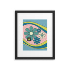 Groovy Floral Daydream Retro 60s 70s Flowers Blue Pink Chartreuse Framed Art Print Gallery Image 6