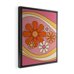Groovy Floral Daydream Retro 60s 70s Flowers Pink Orange Yellow Framed Canvas Print Gallery Image 2