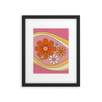 Groovy Floral Daydream Retro 60s 70s Flowers Pink Orange Yellow Framed Art Print Gallery Image 6