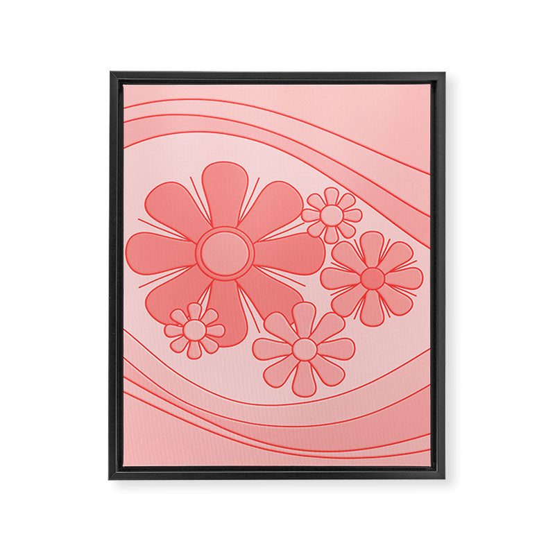 Groovy Floral Daydream Retro 60s 70s Flowers Pretty Pastel Blush Pink Framed Canvas Print Gallery Image 8