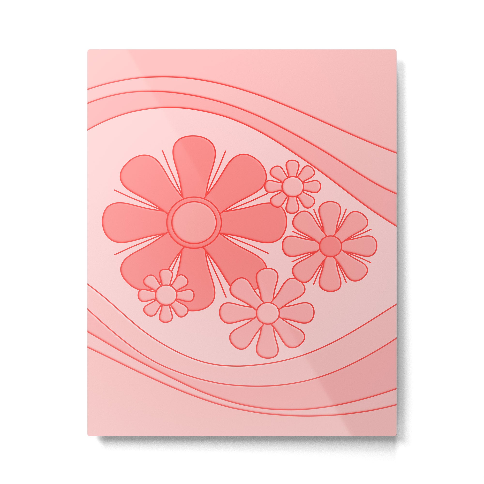 Groovy Floral Daydream Retro 60s 70s Flowers Pretty Pastel Blush Pink Metal Print Gallery Image 6