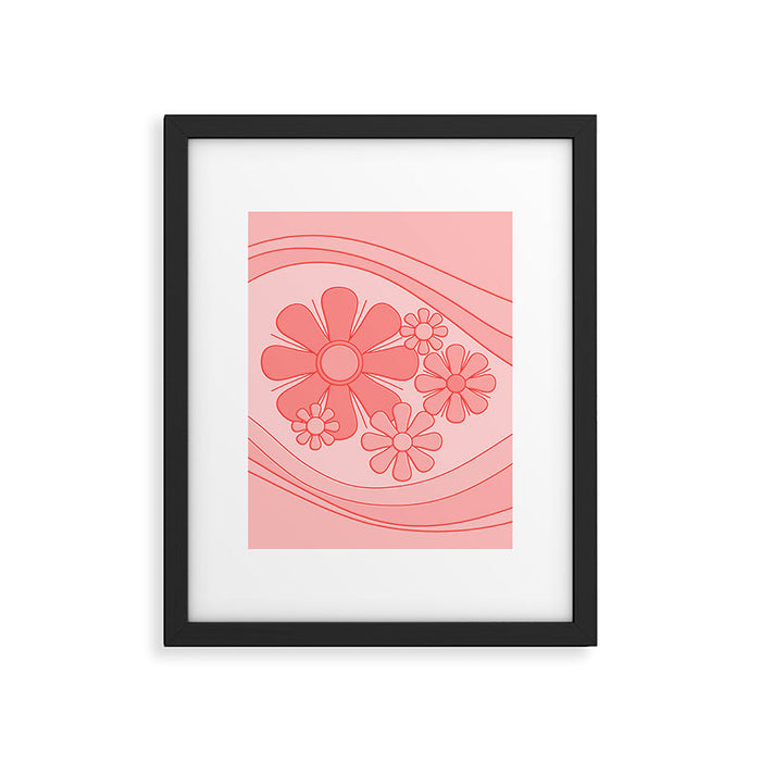 Groovy Floral Daydream Retro 60s 70s Flowers Pretty Pastel Blush Pink Framed Art Print Gallery Image 1