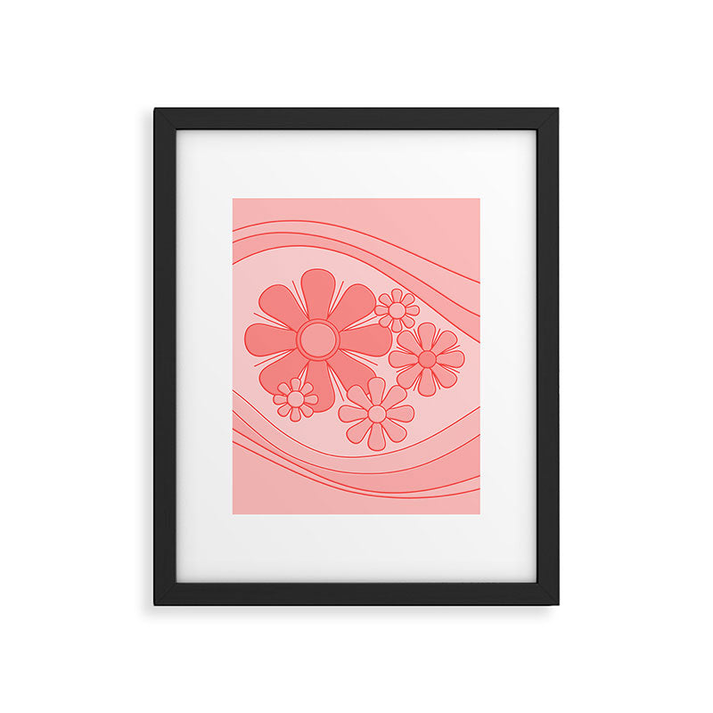 Groovy Floral Daydream Retro 60s 70s Flowers Pretty Pastel Blush Pink Framed Art Print Gallery Image 6