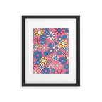 Groovy Floral Retro Garden 60s 70s Flower Pattern Pink Blue Yellow Framed Art Print Gallery Image 6