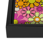 Groovy Floral Retro Garden 60s 70s Flower Pattern Pink Orange Yellow Framed Canvas Print Gallery Image 3