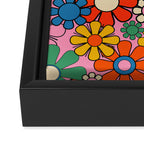 Groovy Floral Retro Garden Bold and Colorful 60s 70s Flower Pattern with Pink Framed Canvas Print Gallery Image 3