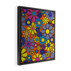 Groovy Maximalist Floral Retro Garden Gingham Flowers 60s 70s Pattern Framed Canvas Print Gallery Image 2