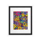 Groovy Maximalist Floral Retro Garden Gingham Flowers 60s 70s Pattern Framed Art Print Gallery Image 6