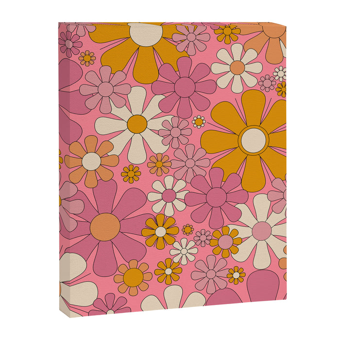 Groovy Pink Retro Garden Flowers 60s 70s Floral Pattern Canvas Print Gallery Image 1