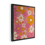 Groovy Pink Retro Garden Flowers 60s 70s Floral Pattern Framed Canvas Print Gallery Image 2