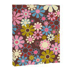 Groovy Retro Garden 60s 70s Eclectic Floral Pattern on Brown Canvas Print Gallery Image 8