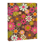 Groovy Retro Garden 60s 70s Floral Pattern Brown Avocado Pink Canvas Print Gallery Image 8