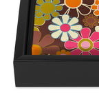 Groovy Retro Garden 60s 70s Floral Pattern Brown Avocado Pink Framed Canvas Print Gallery Image 3
