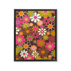 Groovy Retro Garden 60s 70s Floral Pattern Brown Avocado Pink Framed Canvas Print Gallery Image 8