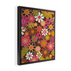 Groovy Retro Garden 60s 70s Floral Pattern Brown Avocado Pink Framed Canvas Print Gallery Image 2
