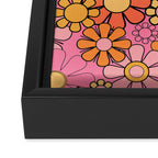 Groovy Retro Garden 60s 70s Floral Pattern in Pink and Orange Tones Framed Canvas Print Gallery Image 3