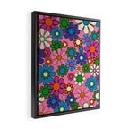 Groovy Retro Garden Colorful 60s 70s Pink Floral Pattern Framed Canvas Print Gallery Image 2