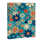 Groovy Retro Garden Flowers 60s 70s Floral Pattern in Blue and Orange Canvas Print Gallery Image 8