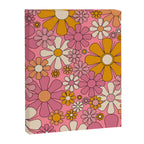 Groovy Retro Garden Flowers 60s 70s Floral Pattern Pink and Ochre  Canvas Print Gallery Image 8