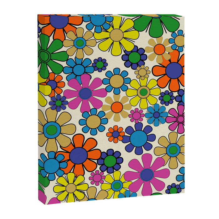 Groovy Retro Garden Flowers 60s 70s Vibrant Colorful Floral Pattern Canvas Print Gallery Image 1