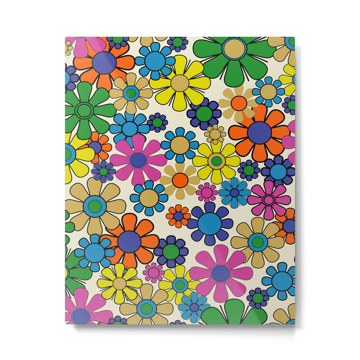 Groovy Retro Garden Flowers 60s 70s Vibrant Colorful Floral Pattern Metal Print Gallery Image 1