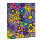 Groovy Retro Garden Gingham Flowers 60s 70s Maximalist Floral Pattern Pink Blue Yellow Canvas Print Gallery Image 8