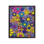 Groovy Retro Garden Gingham Flowers 60s 70s Maximalist Floral Pattern Pink Blue Yellow Framed Canvas Print Gallery Image 8