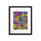Groovy Retro Garden Gingham Flowers 60s 70s Maximalist Floral Pattern Pink Blue Yellow Framed Art Print Gallery Image 6