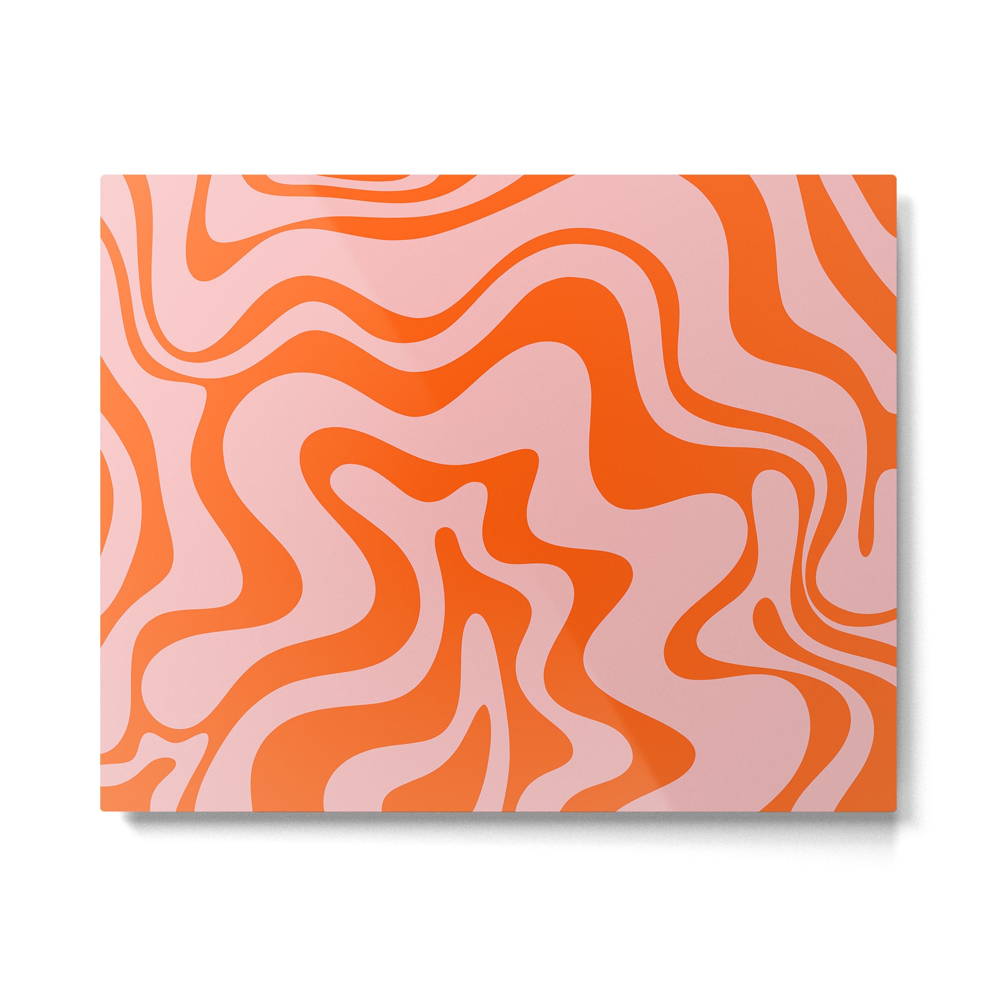 Groovy Retro Liquid Swirl Abstract Orange and Pink Pattern 4 Metal Print Gallery Image 4