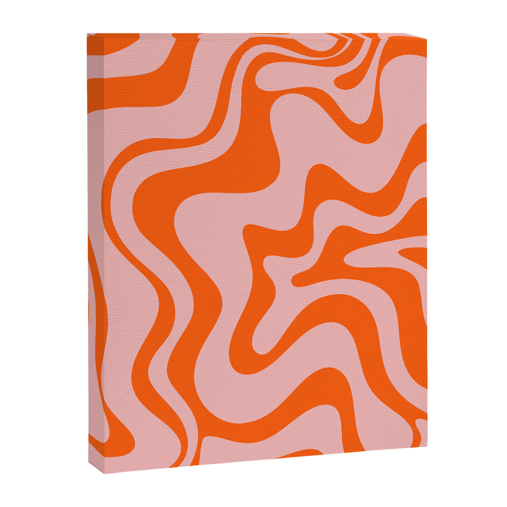 Groovy Retro Liquid Swirl Abstract Orange and Pink Pattern Canvas Print Gallery Image 6
