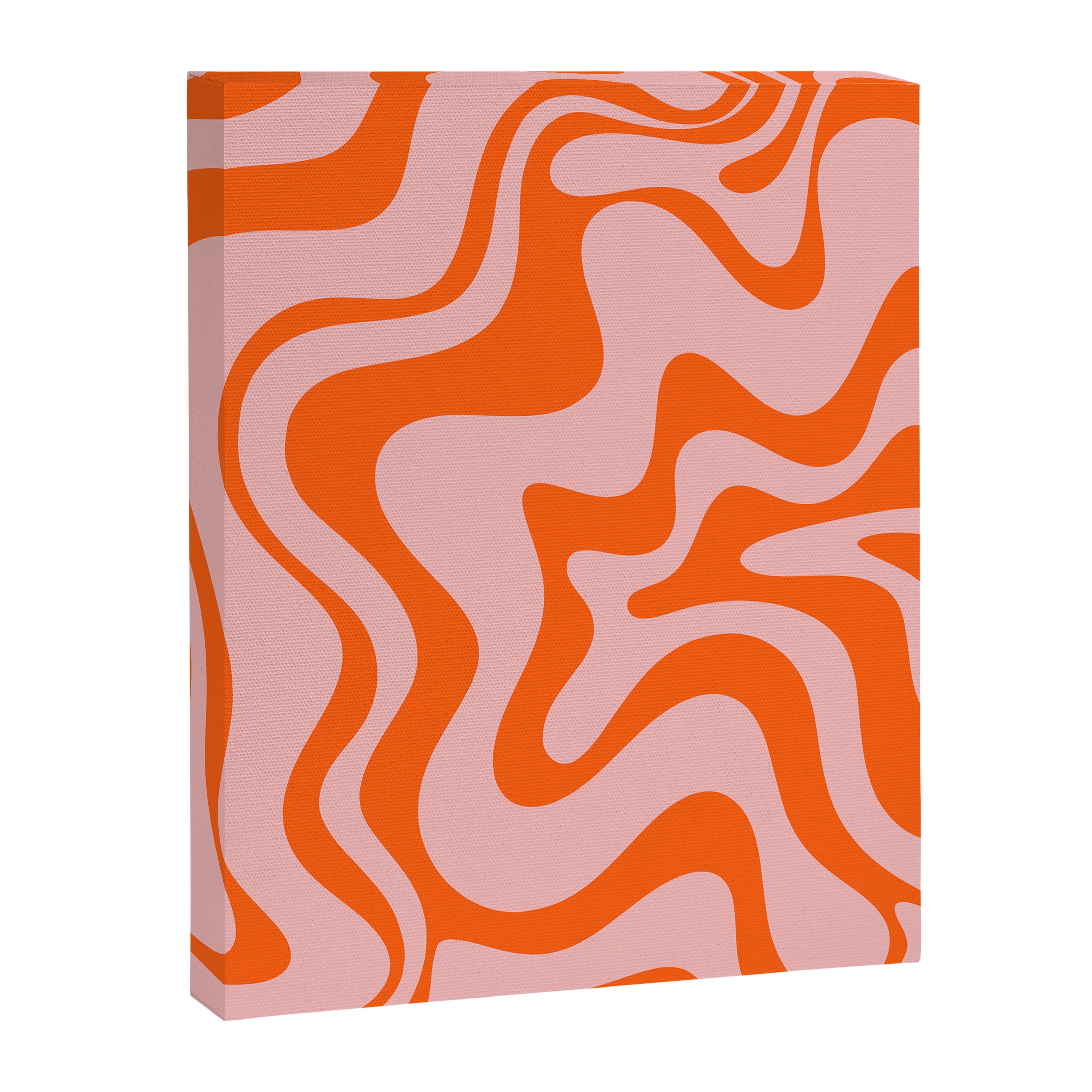 Groovy Retro Liquid Swirl Abstract Orange and Pink Pattern Canvas Print Gallery Image 6