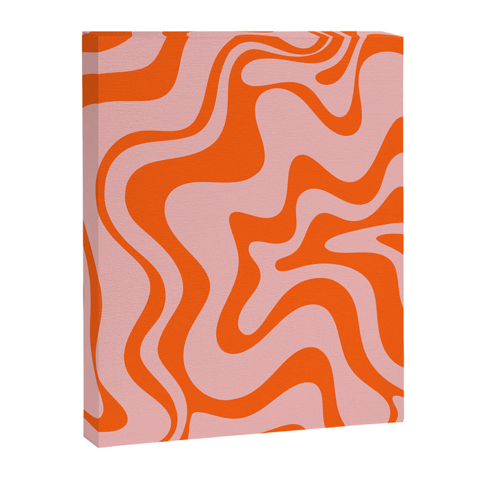 Groovy Retro Liquid Swirl Abstract Orange and Pink Pattern Canvas Print Gallery Image 1