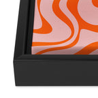 Groovy Retro Liquid Swirl Abstract Orange and Pink Pattern Framed Canvas Print Gallery Image 3