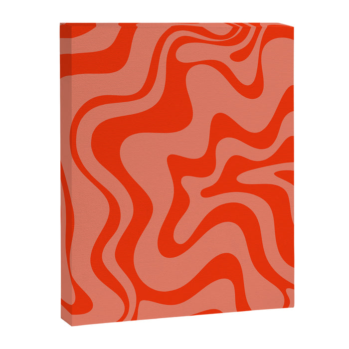 Groovy Retro Liquid Swirl Abstract Pattern in Bold Double Orange Canvas Print Gallery Image 1