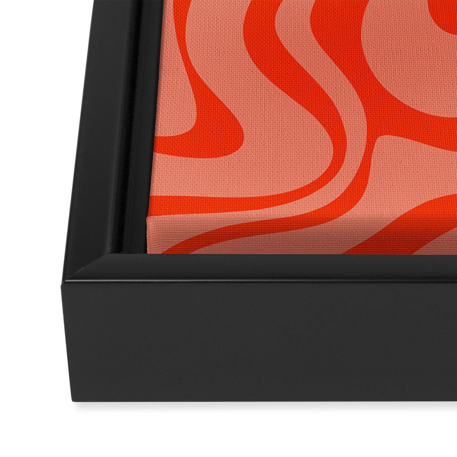 Groovy Retro Liquid Swirl Abstract Pattern in Bold Double Orange Framed Canvas Print Gallery Image 3