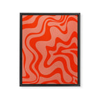 Groovy Retro Liquid Swirl Abstract Pattern in Bold Double Orange Framed Canvas Print Gallery Image 6