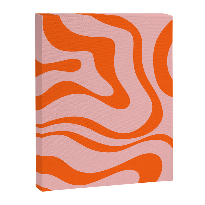 Groovy Retro Modern Liquid Swirl Pink and Orange Abstract Pattern Canvas Print Gallery Image 1