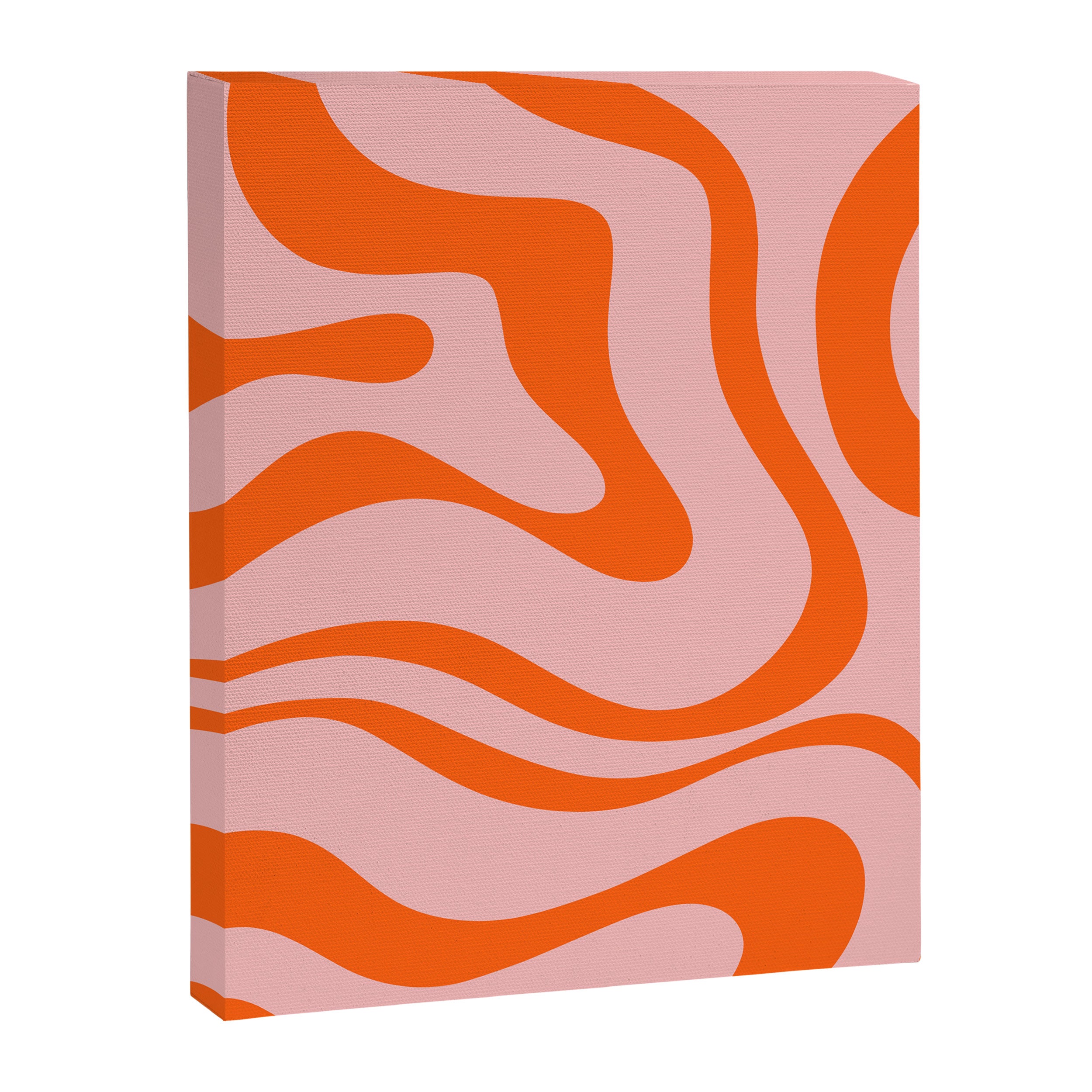 Groovy Retro Modern Liquid Swirl Pink and Orange Abstract Pattern Canvas Print Gallery Image 8