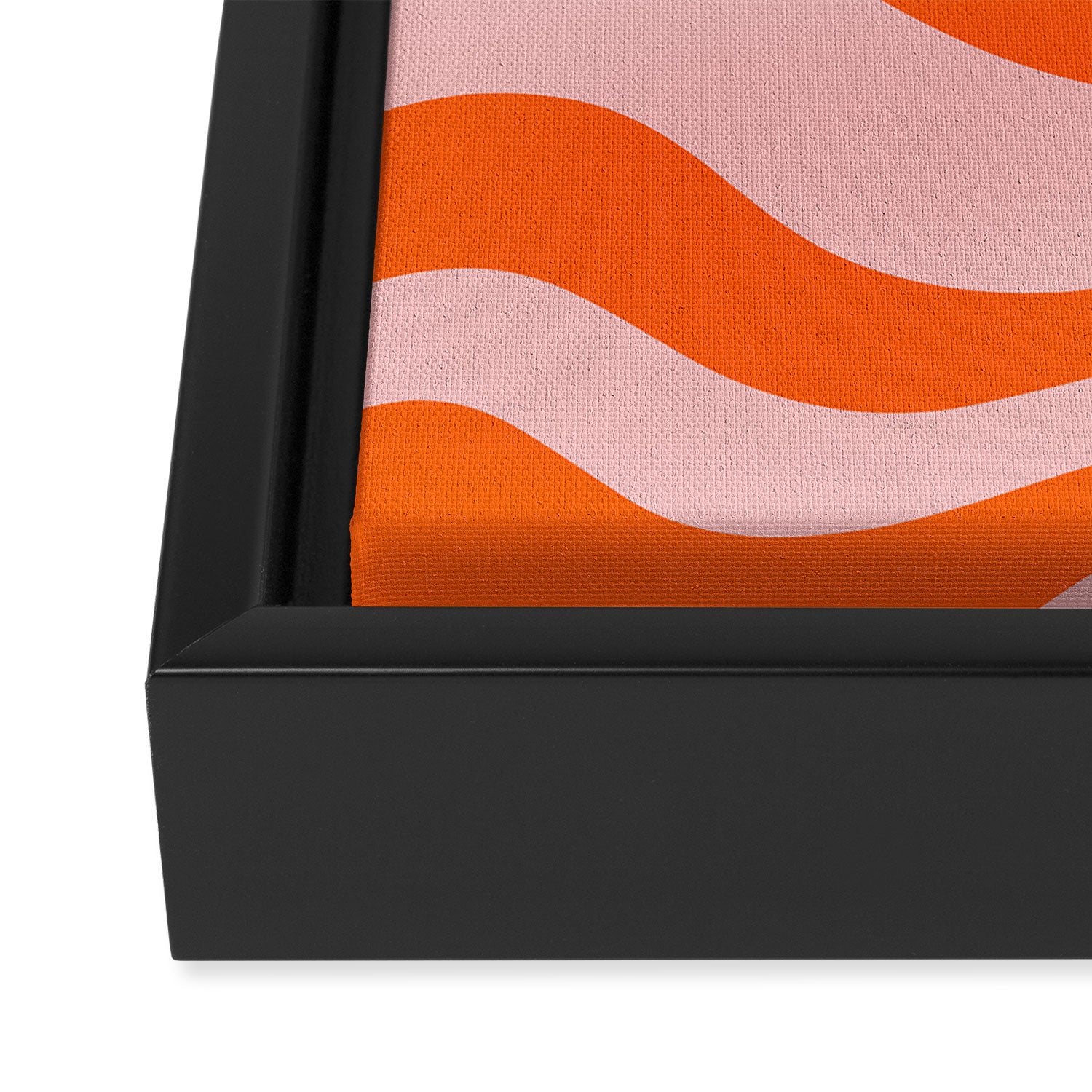 Groovy Retro Modern Liquid Swirl Pink and Orange Abstract Pattern Framed Canvas Print Gallery Image 3