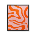 Groovy Retro Modern Liquid Swirl Pink and Orange Abstract Pattern Framed Canvas Print Gallery Image 8