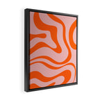 Groovy Retro Modern Liquid Swirl Pink and Orange Abstract Pattern Framed Canvas Print Gallery Image 2